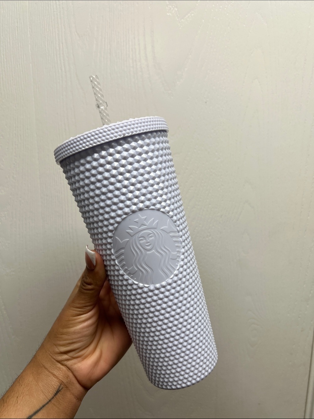 Starbucks Matte White Studded Cold Cup with Clear Straw